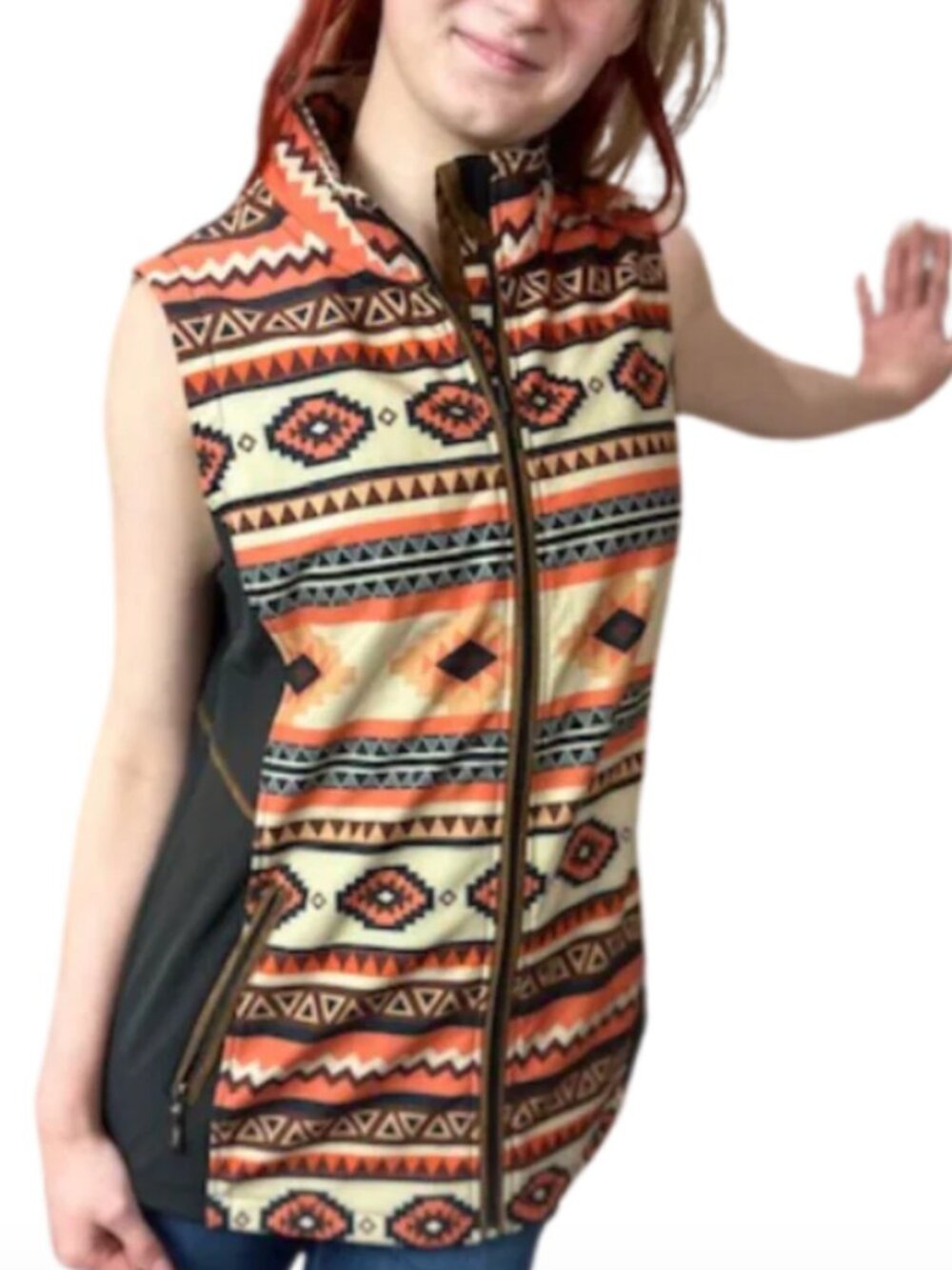Montana Co Women's Small Aztec Fleece-Lined Vest Santa Fe Southwest Travel Vest
